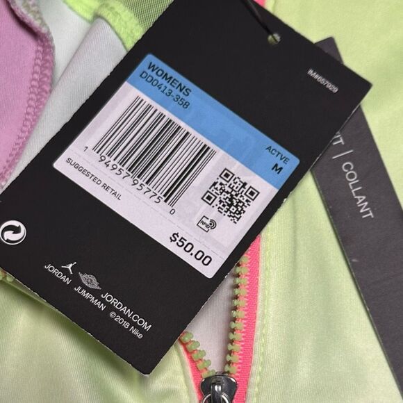 JORDAN Women’s Ghost Green Light Arctic Pink Light Dew Heatwave Printed Crop Top - Picture 8 of 8